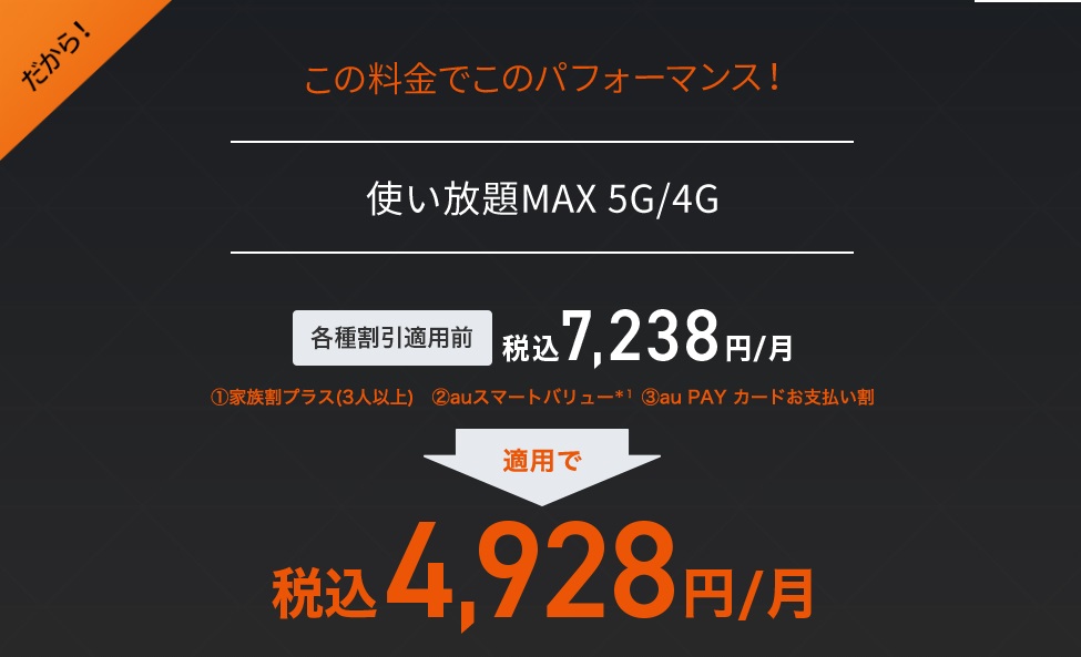 【20GB～利用者】→au 使い放題MAX 5G（どこでもいい）