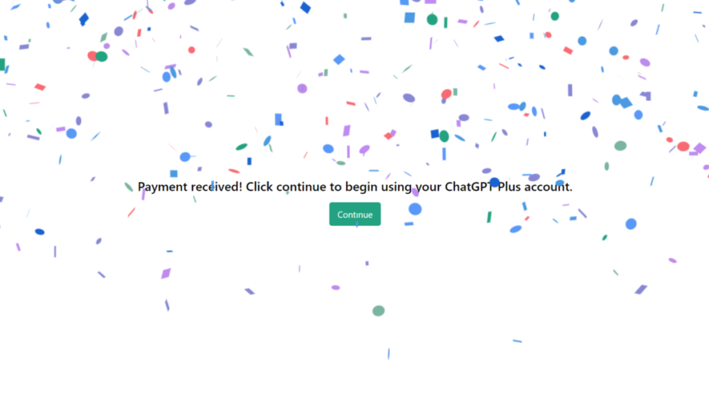 ChatGPTに祝われます。「Continue」を押して