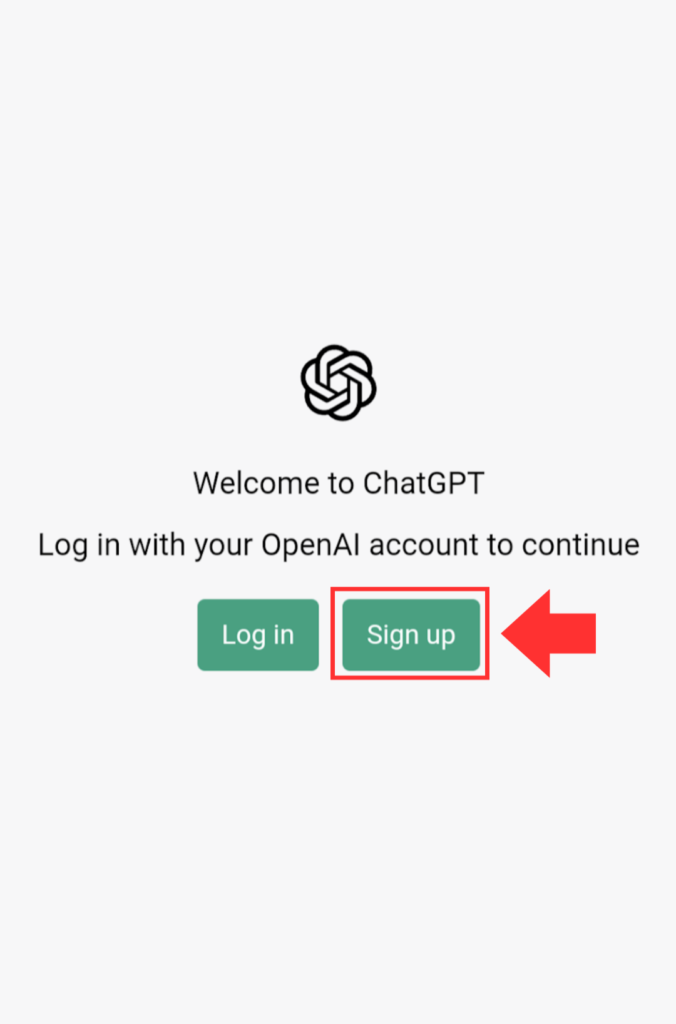 ChatGPTで「Sign up」をクリック
